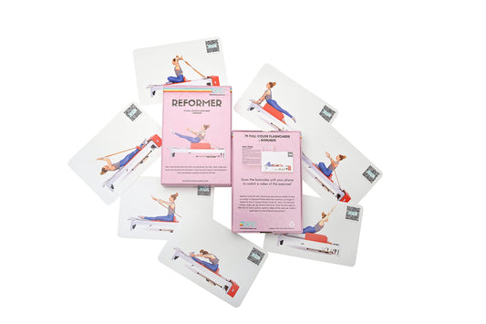 OnlinePilatesClasses Pilates Reformer Deck with Free Video Tutorials Fitness Flash Cards with 79 All-Levels Cards for Home Gym Exercise Reformer Not Included